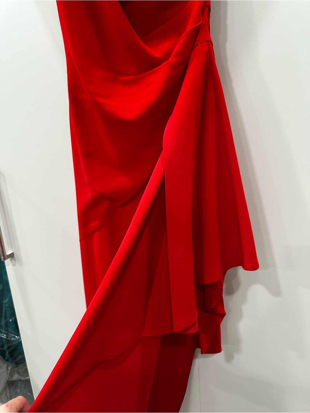 Elliatt Strapless Red Draped Satin Gown - Picture 2 of 4